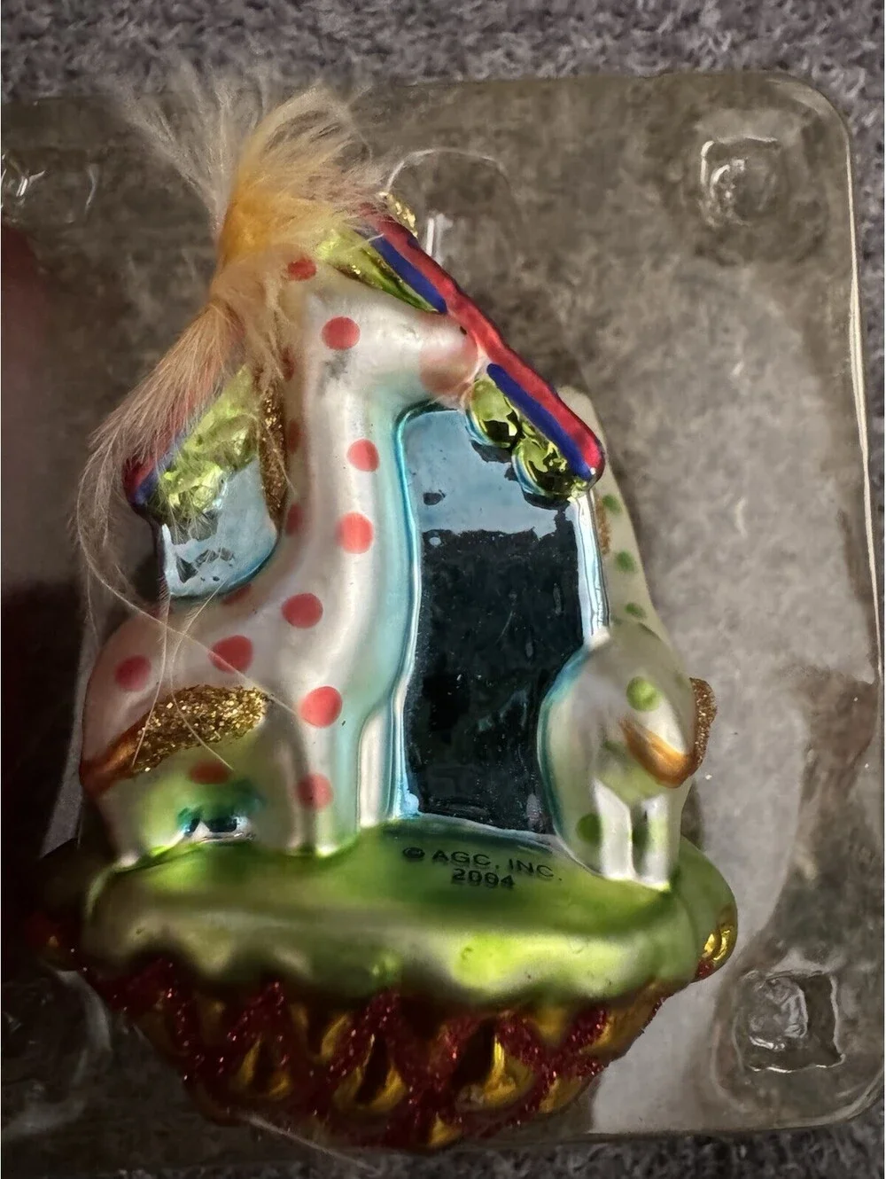 2004 Noah's Ark Blown Mercury Glass Christmas Ornament Carlton Cards Heirloom